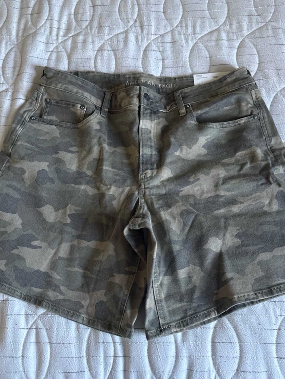 American Eagle Outfitters Men's Camouflage Jean Shorts - Olive/Gray